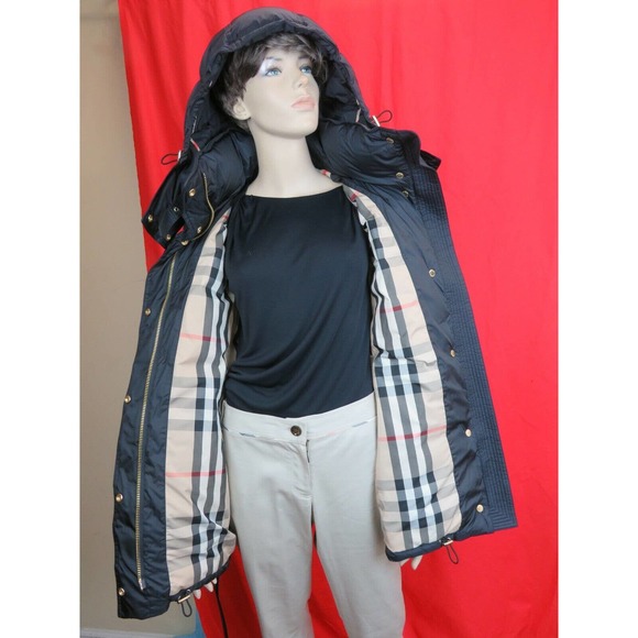 $1150 BURBERRY HARROWDEN BLUE HOODED BELTED QUILTED DOWN PARKA COAT JACKET L - Picture 2 of 12
